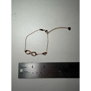Rose Gold Infinity Heart Bracelet 316L Stainless Steel Crystal Accent Adjustable